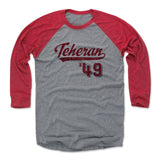 Mens Baseball T-Shirt Red / Heather Gray