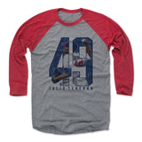 Mens Baseball T-Shirt Red / Heather Gray